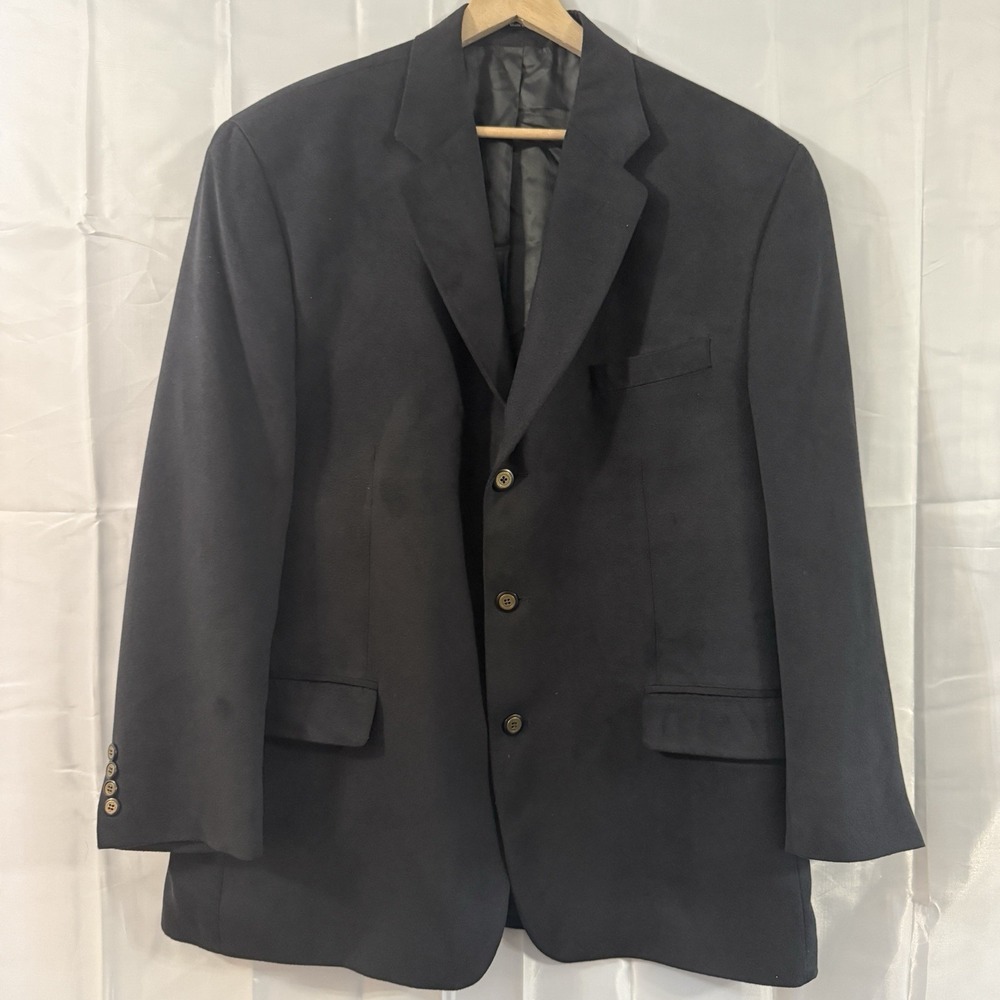 Vtg 98 Chaps Ralph Lauren Mens Black Micro Fiber Blazer‎ Sport Coat 46 R Union
